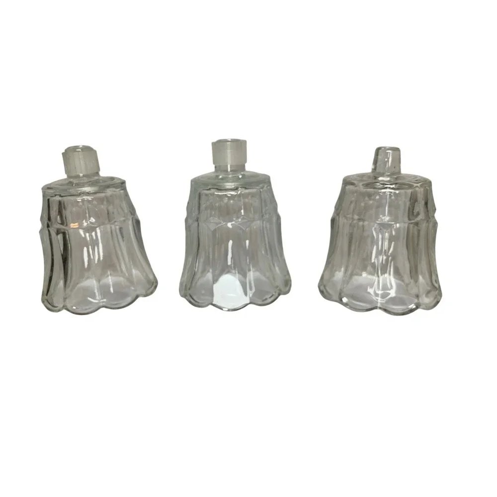 Vintage Clear Glass Scalloped Tulip Peg Votive Candle Holder‎ Set of 3